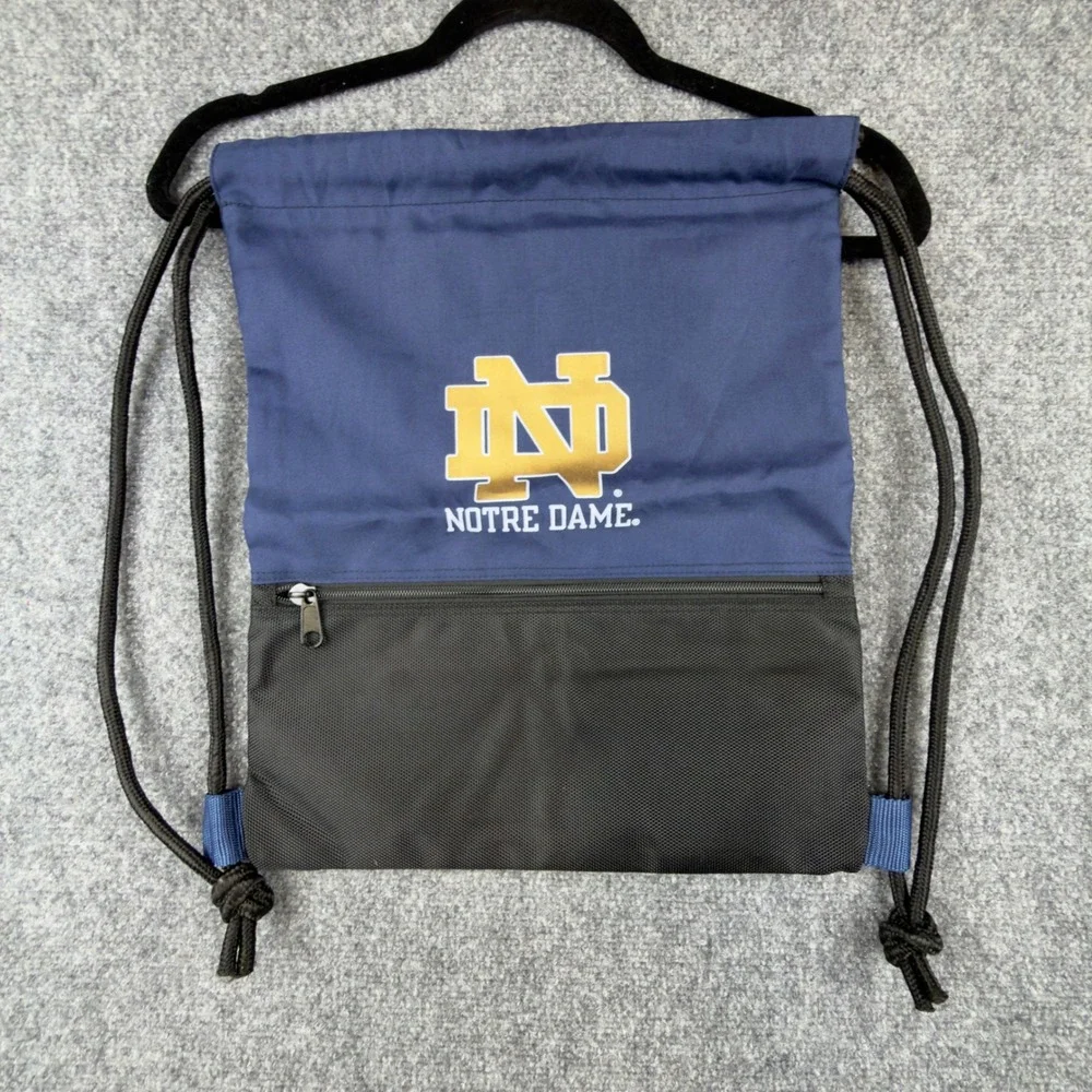 Notre Dame Fighting Irish Drawstring Cinch Bag Navy Black Logo Inc NCAA Sackpack